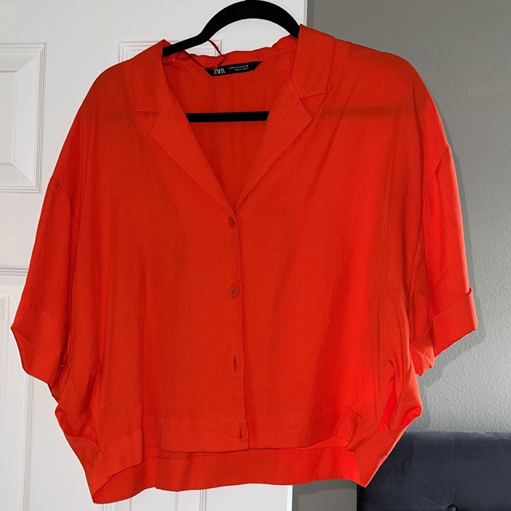 Zara orange crop top
